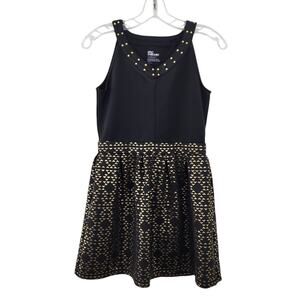 Epic Threads Girls Black and Gold Dress XL Xlarge Sleeveless, Metallic, Holiday